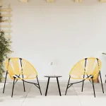 Set scaune de grădină 3 buc Poly Ratan negru și galben GartenMobel Dekor