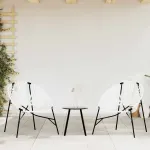 Set scaune de grădină 3 buc Poly Rattan alb și negru GartenMobel Dekor
