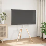 Trepied TV pentru ecran 37-65 inch, VESA 400x400 mm, 40 kg, alb cu lemn