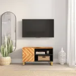 Dulap TV, maro și negru, 80x31,5x46 cm, lemn masiv de mango GartenMobel Dekor