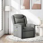 Fotoliu de masaj rabatabil, gri închis, material textil GartenMobel Dekor