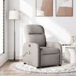 Fotoliu de masaj rabatabil, gri taupe, material textil GartenMobel Dekor