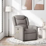 Fotoliu de masaj rabatabil, gri taupe, material textil GartenMobel Dekor