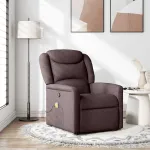 Fotoliu de masaj rabatabil, maro închis, material textil GartenMobel Dekor