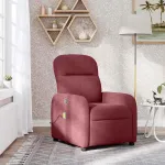 Fotoliu de masaj rabatabil, roșu vin, material textil GartenMobel Dekor