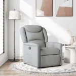 Fotoliu rabatabil, gri deschis, material textil GartenMobel Dekor