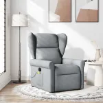Fotoliu de masaj rabatabil, gri deschis, textil GartenMobel Dekor