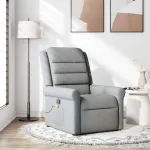 Fotoliu de masaj rabatabil, gri deschis, textil GartenMobel Dekor