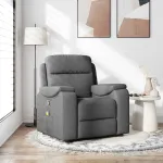 Fotoliu de masaj rabatabil, gri închis, material textil GartenMobel Dekor