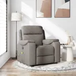 Fotoliu de masaj rabatabil, gri taupe, material textil GartenMobel Dekor