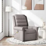 Fotoliu de masaj rabatabil, gri taupe, material textil GartenMobel Dekor