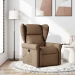 Fotoliu de masaj rabatabil, maro, material textil GartenMobel Dekor