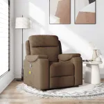 Fotoliu de masaj rabatabil, maro, material textil GartenMobel Dekor