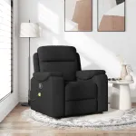 Fotoliu de masaj rabatabil, negru, material textil GartenMobel Dekor