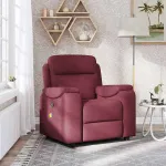 Fotoliu de masaj rabatabil, roșu vin, material textil GartenMobel Dekor