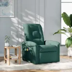 Fotoliu de masaj rabatabil, verde închis, material textil GartenMobel Dekor
