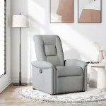 Fotoliu rabatabil, gri deschis, material textil GartenMobel Dekor