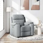 Fotoliu rabatabil, gri deschis, material textil GartenMobel Dekor
