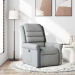 Fotoliu rabatabil, gri deschis, material textil GartenMobel Dekor