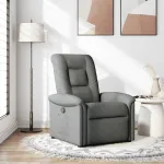 Fotoliu rabatabil, gri închis, material textil GartenMobel Dekor