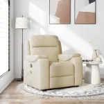 Fotoliu rabatabil de masaj, crem, material textil GartenMobel Dekor