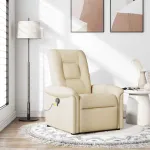 Fotoliu rabatabil de masaj, crem, material textil GartenMobel Dekor