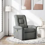 Fotoliu reclinabil cu masaj, gri închis, material textil GartenMobel Dekor