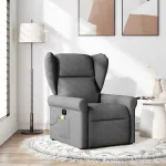 Fotoliu reclinabil cu masaj, gri închis, material textil GartenMobel Dekor