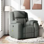 Fotoliu de masaj rabatabil, gri închis, material textil GartenMobel Dekor