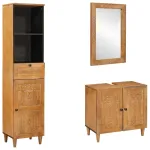 Set de mobilier pentru baie cu sertar 3 pcs Maro Lemn compozit GartenMobel Dekor