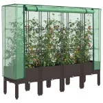 Strat înălțat cu husă de seră, aspect ratan, 160x40x140 cm GartenMobel Dekor
