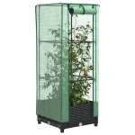 Strat înălțat cu husă de seră, aspect ratan, 40x40x123 cm GartenMobel Dekor