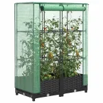 Strat înălțat cu husă de seră, aspect ratan, 80x40x123 cm GartenMobel Dekor