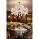 Candelabru din cristal argintiu 15xE14, D95 cm, inaltime reglabila