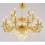 Candelabru din cristal cu 19xE14, D95 cm, auriu lucios, inaltime reglabila