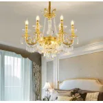 Candelabru din Cristal Auriu 9xE14, 68 cm, Inaltime Reglabila