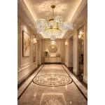 Candelabru din cristal PALACE, 12xG9, 69 cm, auriu lucios, reglabil