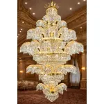 Candelabru din cristal Palace Grande, auriu lucios, 150 cm, reglabil