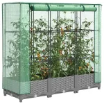 Strat înălțat cu husă de seră, aspect ratan, 120x40x123 cm GartenMobel Dekor