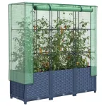 Strat înălțat cu husă de seră, aspect ratan, 120x40x138 cm GartenMobel Dekor