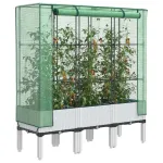 Strat înălțat cu husă de seră, aspect ratan, 120x40x140 cm GartenMobel Dekor