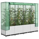 Strat înălțat cu husă de seră, aspect ratan, 160x40x138 cm GartenMobel Dekor