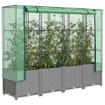 Strat înălțat cu husă de seră, aspect ratan, 160x40x138 cm GartenMobel Dekor