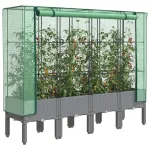 Strat înălțat cu husă de seră, aspect ratan, 160x40x140 cm GartenMobel Dekor