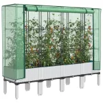Strat înălțat cu husă de seră, aspect ratan, 160x40x140 cm GartenMobel Dekor