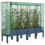 Strat înălțat cu husă de seră, aspect ratan, 160x40x140 cm GartenMobel Dekor