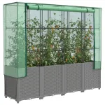 Strat înălțat cu husă de seră, aspect ratan, 160x40x153 cm GartenMobel Dekor