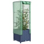 Strat înălțat cu husă de seră, aspect ratan, 40x40x139 cm GartenMobel Dekor