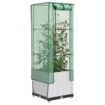 Strat înălțat cu husă de seră, aspect ratan, 40x40x139 cm GartenMobel Dekor
