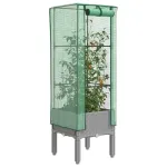 Strat înălțat cu husă de seră, aspect ratan, 40x40x140 cm GartenMobel Dekor